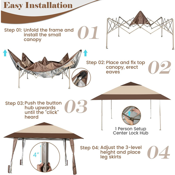 13 x 13 Feet Pop-Up Feet Patio Gazebo with Wheels