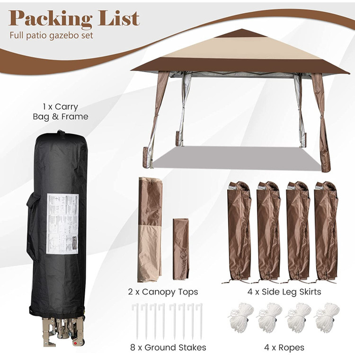 13 x 13 Feet Pop-Up Feet Patio Gazebo with Wheels