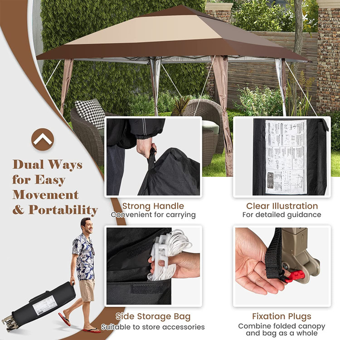 13 x 13 Feet Pop-Up Feet Patio Gazebo with Wheels