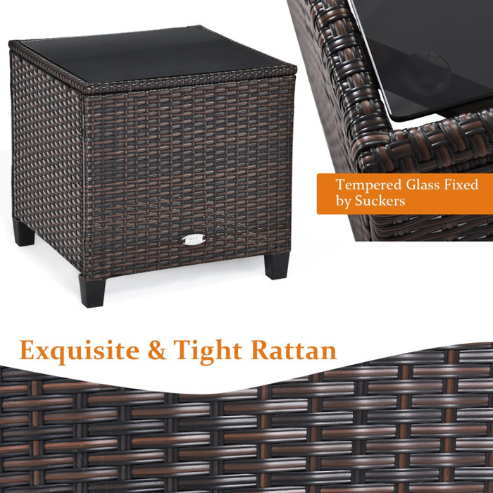 3 Pieces Rattan Patio Furniture Set with Washable Cushion/White