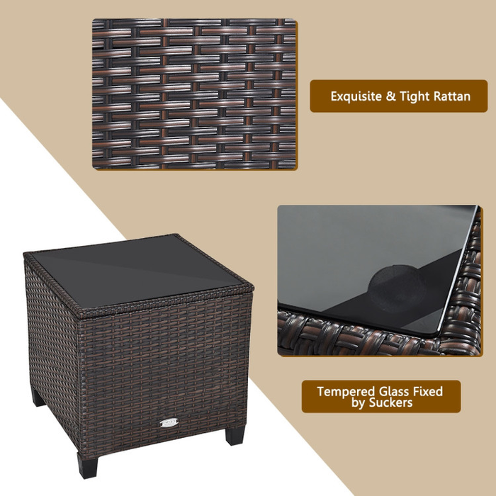 3 Pieces Rattan Patio Furniture Set with Washable Cushion/Navy