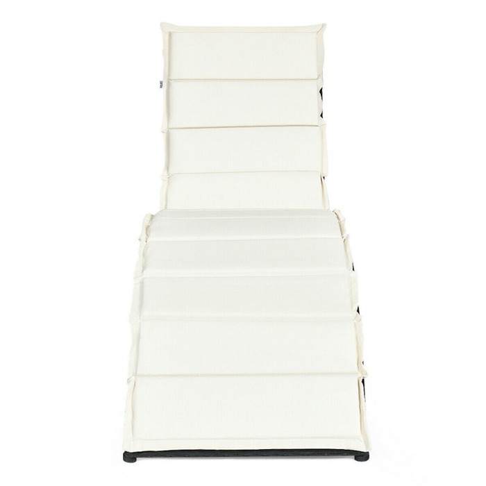 Folding Patio Rattan Portable Lounge Chair Chaise with Cushion/Beige