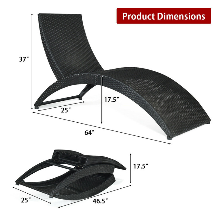 Folding Patio Rattan Portable Lounge Chair Chaise with Cushion/Red