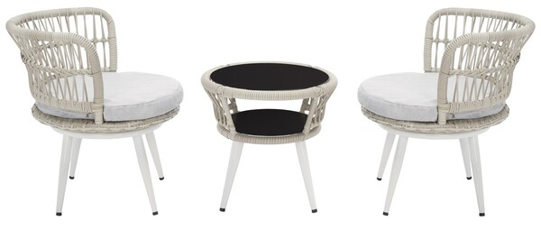 Kyomi 3 Piece Lounge Set/Grey Rope/Grey Cushion