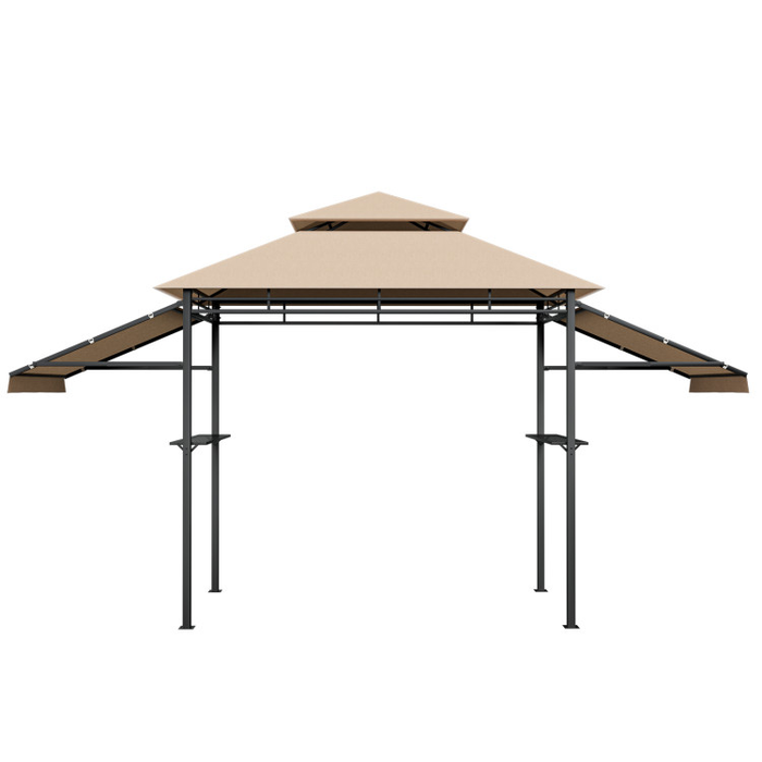 13.5 x 4 Feet Patio BBQ Grill Gazebo Canopy with Dual Side Awnings/Beige