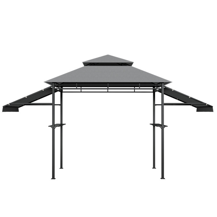 13.5 x 4 Feet Patio BBQ Grill Gazebo Canopy with Dual Side Awnings/Grey