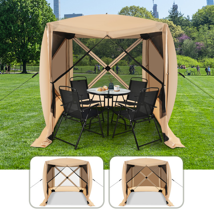 6.7 x 6.7 Feet Pop Up Gazebo with Netting and Carry Bag/Coffee