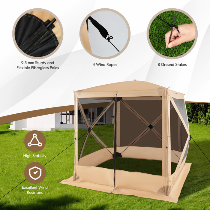 6.7 x 6.7 Feet Pop Up Gazebo with Netting and Carry Bag/Coffee