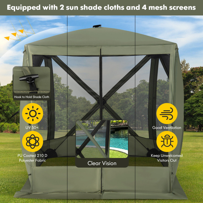 6.7 x 6.7 Feet Pop Up Gazebo with Netting and Carry Bag/Green