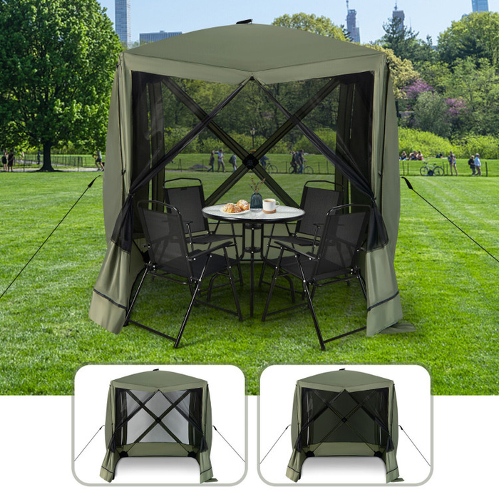 6.7 x 6.7 Feet Pop Up Gazebo with Netting and Carry Bag/Green