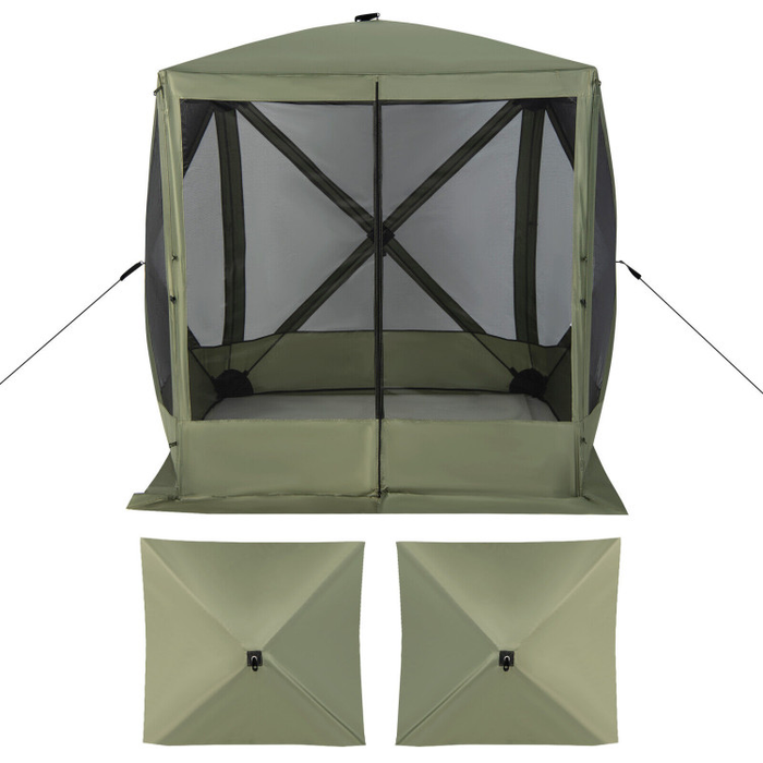 6.7 x 6.7 Feet Pop Up Gazebo with Netting and Carry Bag/Green