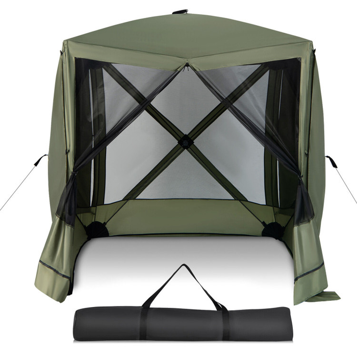 6.7 x 6.7 Feet Pop Up Gazebo with Netting and Carry Bag/Green