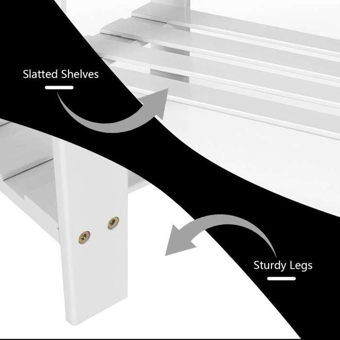 3-Tier Bamboo Shoe Rack Bench for Entryway/White