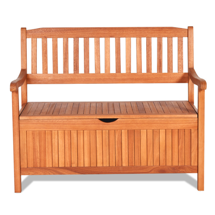 33 Gallon Wooden Storage Bench with Liner for Patio Garden Porch