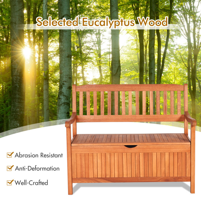 33 Gallon Wooden Storage Bench with Liner for Patio Garden Porch