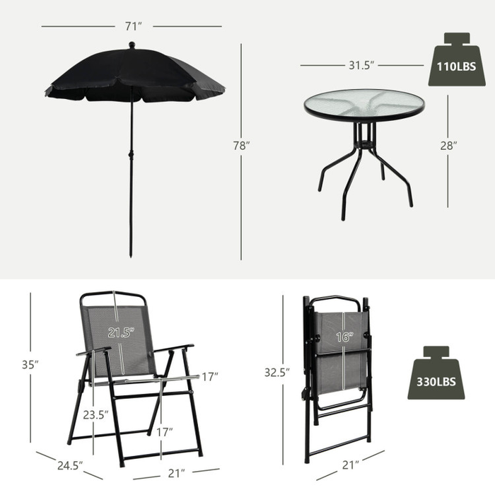 6 Pieces Patio Dining Set/Grey