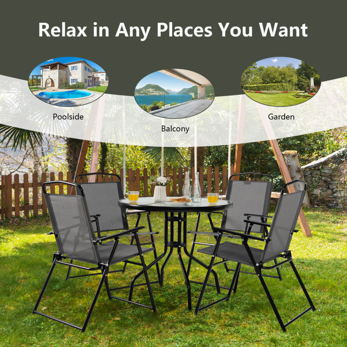 6 Pieces Patio Dining Set/Grey