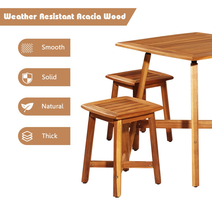 5 Pieces Wood Patio Dining Set