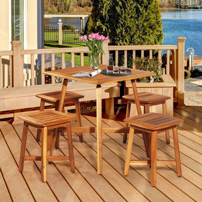 5 Pieces Wood Patio Dining Set