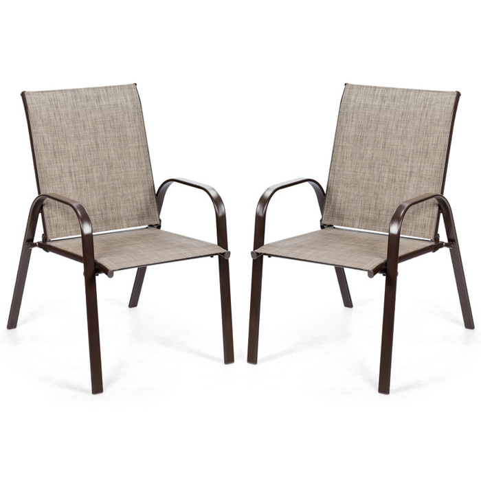 2 Pieces Patio Outdoor Dining Chair with Armrest/Grey