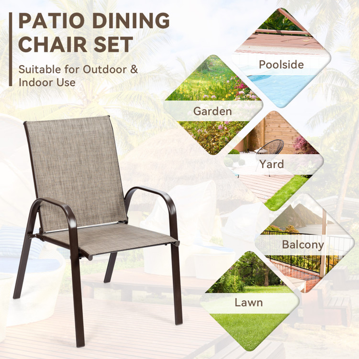 2 Pieces Patio Outdoor Dining Chair with Armrest/Grey