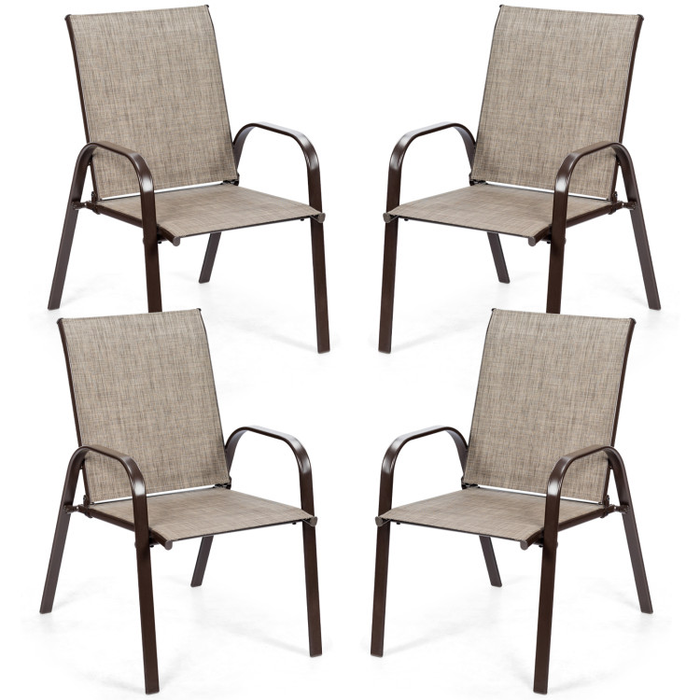 2 Pieces Patio Outdoor Dining Chair with Armrest/Grey