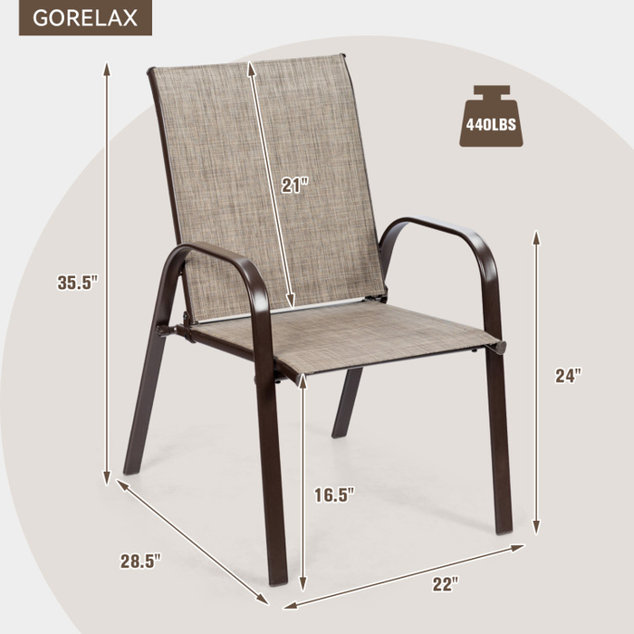2 Pieces Patio Outdoor Dining Chair with Armrest/Grey