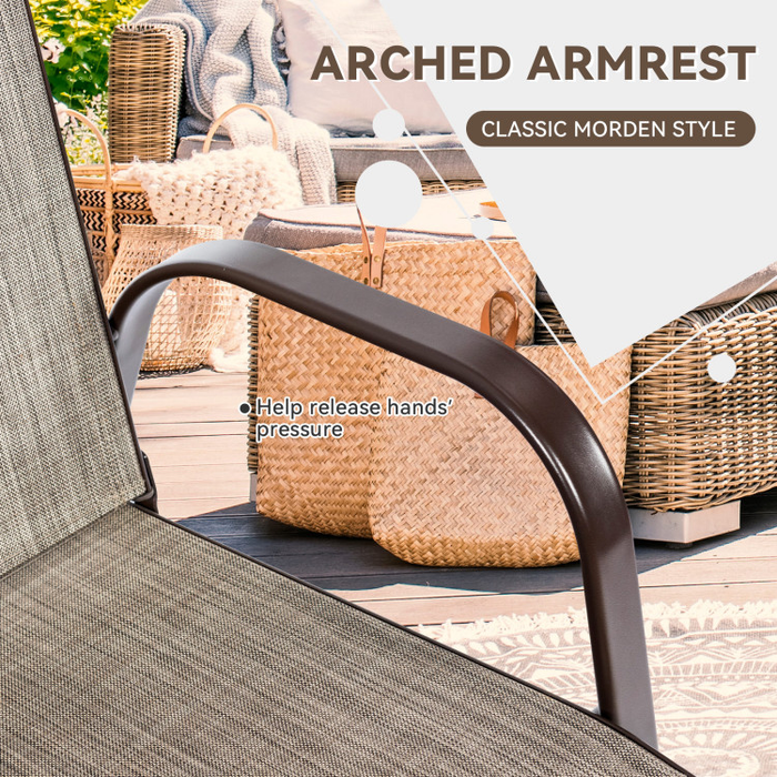 2 Pieces Patio Outdoor Dining Chair with Armrest/Grey
