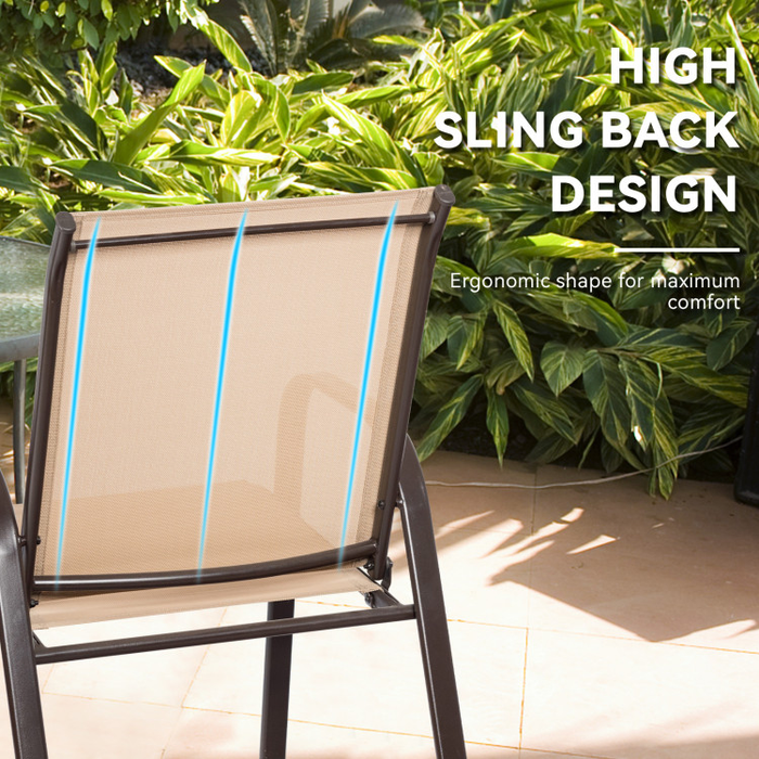 2 Pieces Patio Outdoor Dining Chair with Armrest/Beige