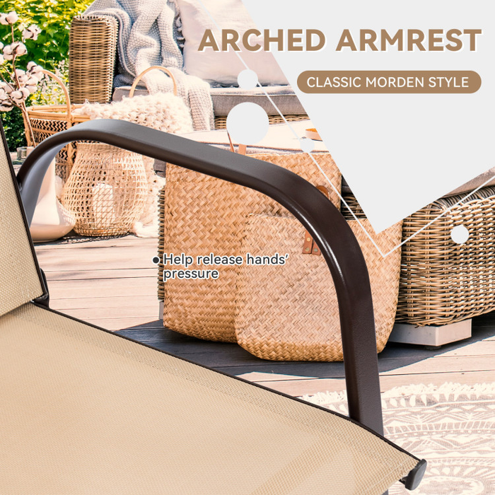 2 Pieces Patio Outdoor Dining Chair with Armrest/Beige