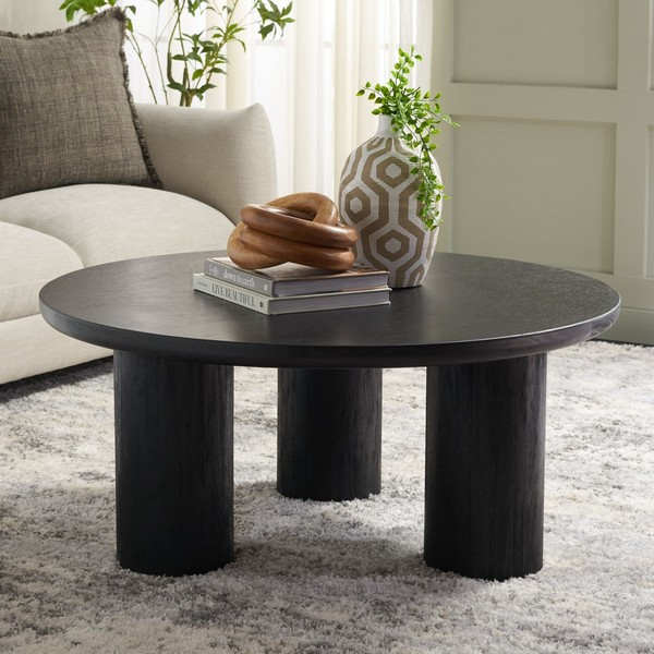 Mork 3 Leg Round Coffee Table/Black