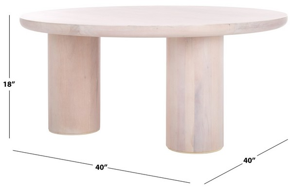 Mork 3 Leg Round Coffee Table/White Washed