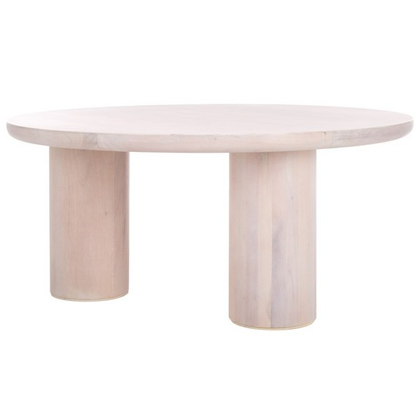 Mork 3 Leg Round Coffee Table/White Washed