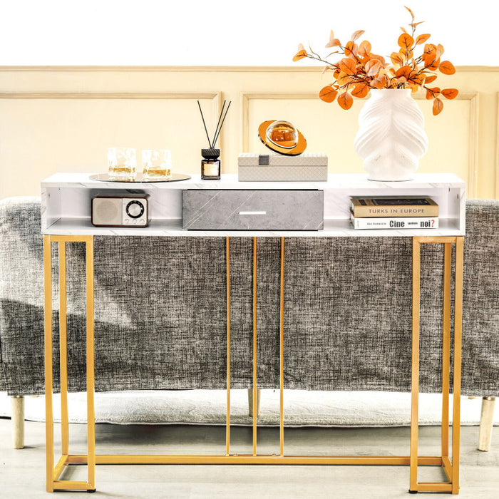 48 Inch 2 Tier Console Table with Drawer