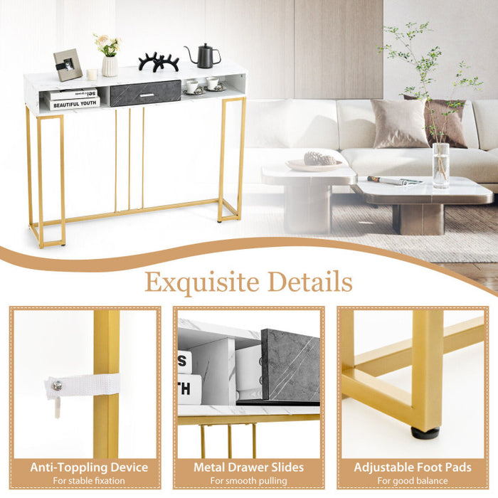 48 Inch 2 Tier Console Table with Drawer