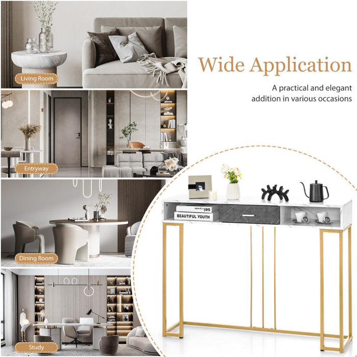 48 Inch 2 Tier Console Table with Drawer