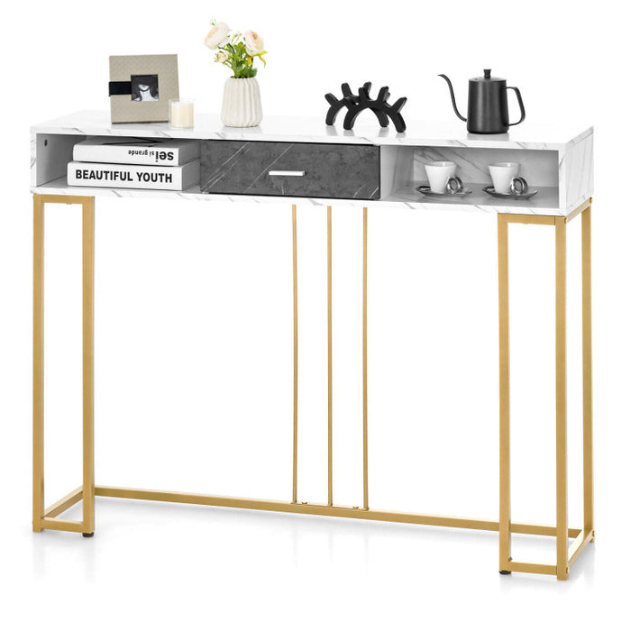 48 Inch 2 Tier Console Table with Drawer