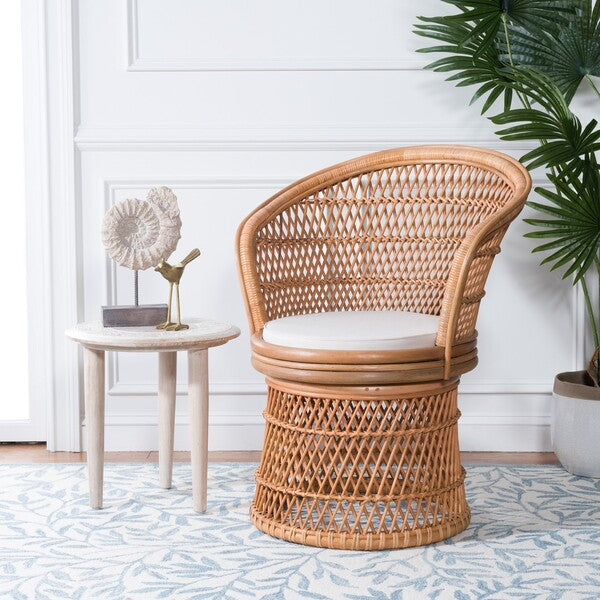Iola Swivel Accent Chair W/ Cushion Natural White