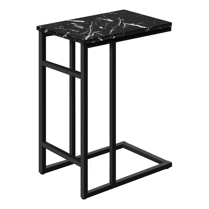 Modern Accent Table 24"H/Black Marble/Black Metal