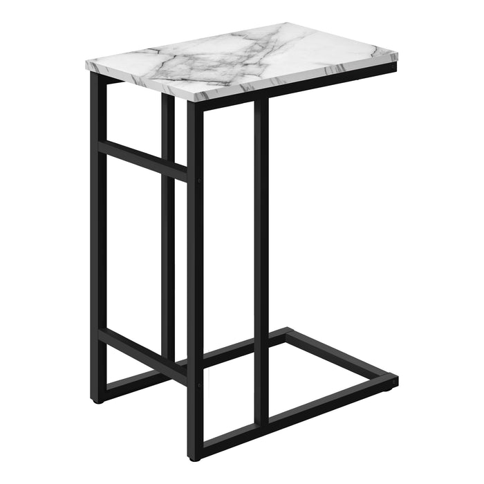 Modern Accent Table 24"H/White Marble/Black Metal