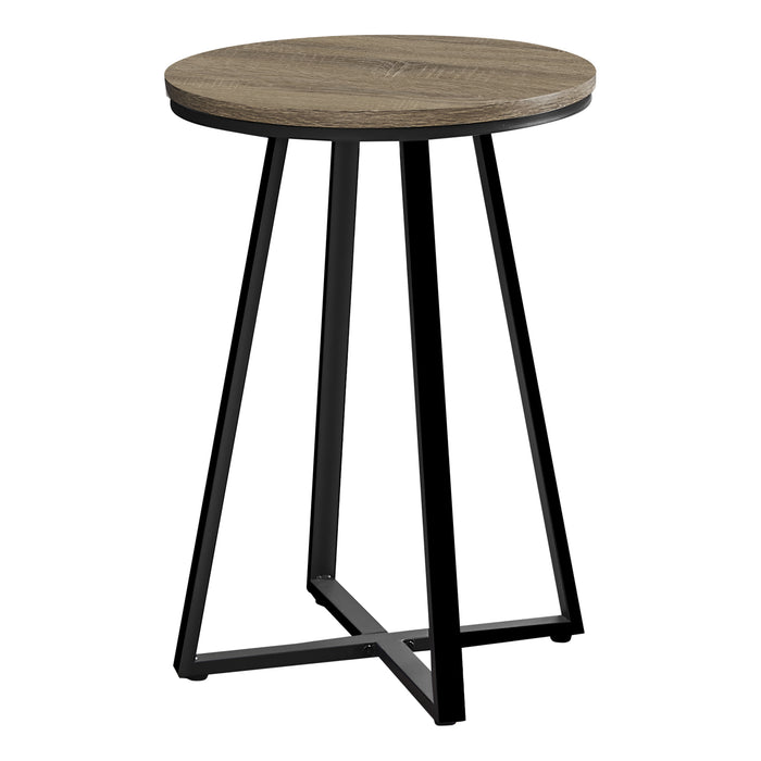 Modern Accent Table 22"H/Dark Taupe/Black Metal
