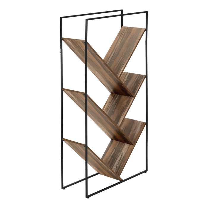 Contemporary Bookcase 60"H/Brown/Black Metal