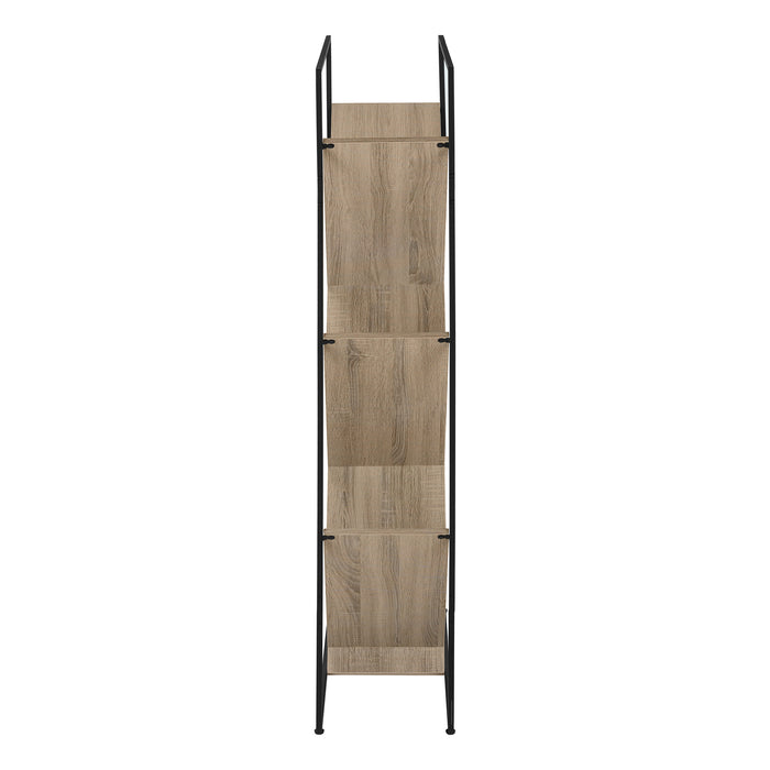 Contemporary Bookcase 60"H/Dark Taupe/Black Metal