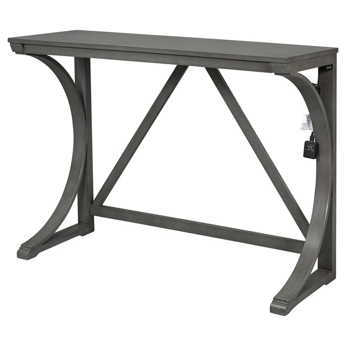 Farmhouse 3 Piece Counter Height Dining Table Set/ Gray