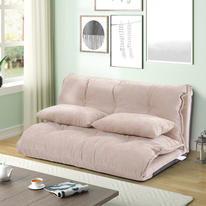 Lazy Adjustable Folding Futon Sofa/ Beige