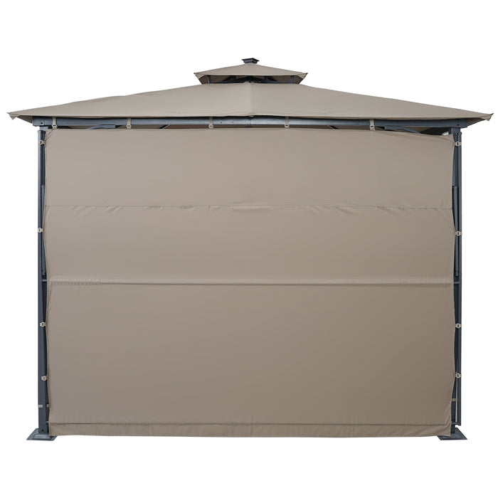 Patio 9. 8ft.L x 9. 8ft.W Gazebo with Extended Side Shed, Brown