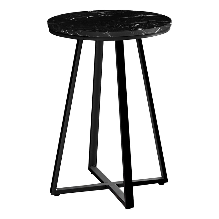 Modern Accent Table 22"H/Black Marble/Black Metal