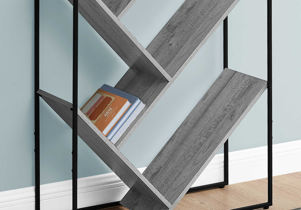 Contemporary Bookcase 60"H/Grey/Black Metal