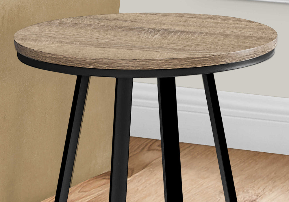 Modern Accent Table 22"H/Dark Taupe/Black Metal
