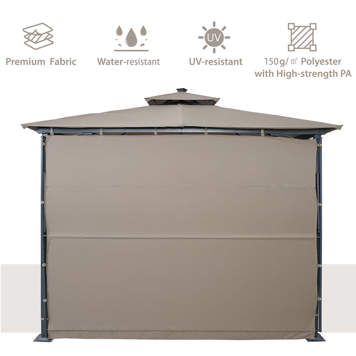 Patio 9. 8ft.L x 9. 8ft.W Gazebo with Extended Side Shed, Brown